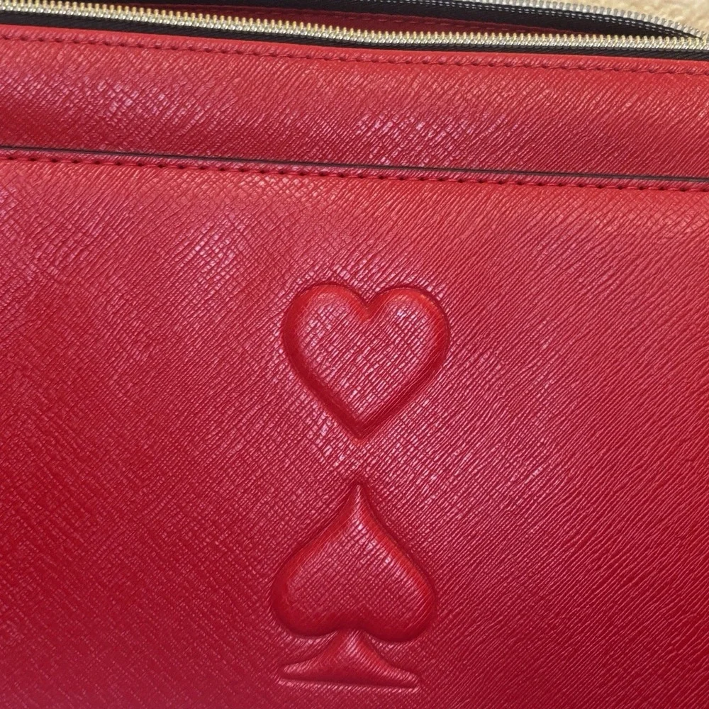 Estee Lauder Red Makeup Cosmetic Bag Train Case Faux Leather w/ Small Red Bag